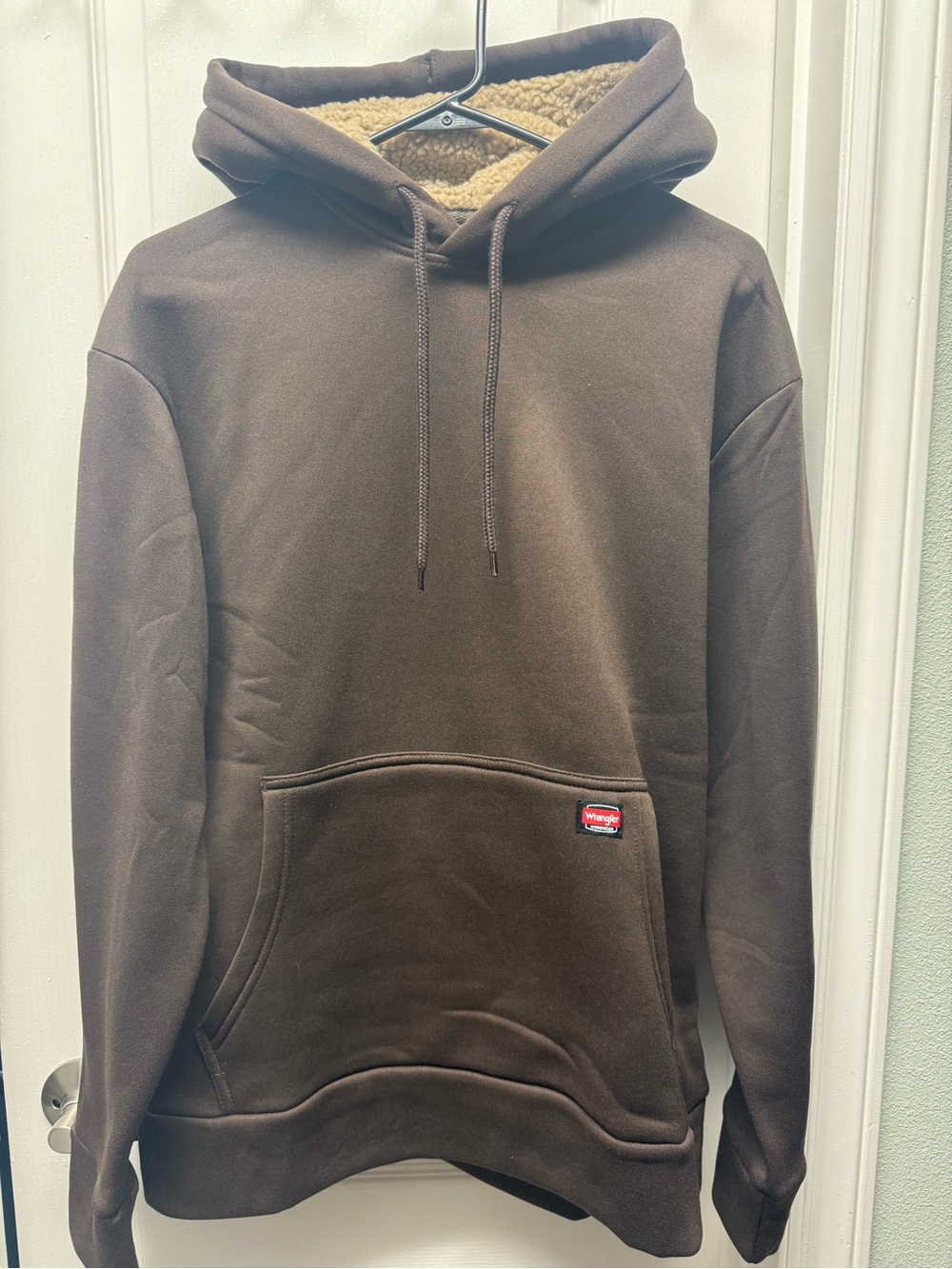 Wrangler Chocolate Brown Sherpa-Lined Pullover Hoodie